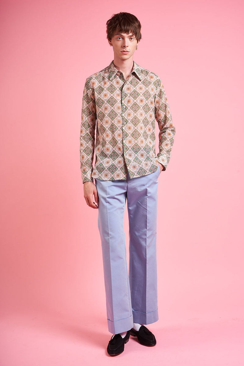 Printed Swiss Cotton Voile Straight-Cut Shirt