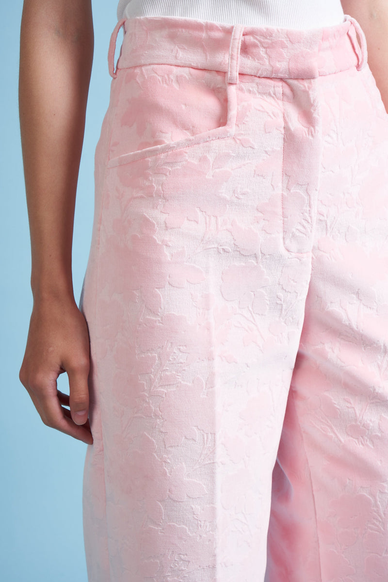 Pantalón de terciopelo de algodón con estampado floral