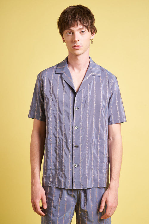 Short Sleeve Jacquard Shirt Woven In Italy