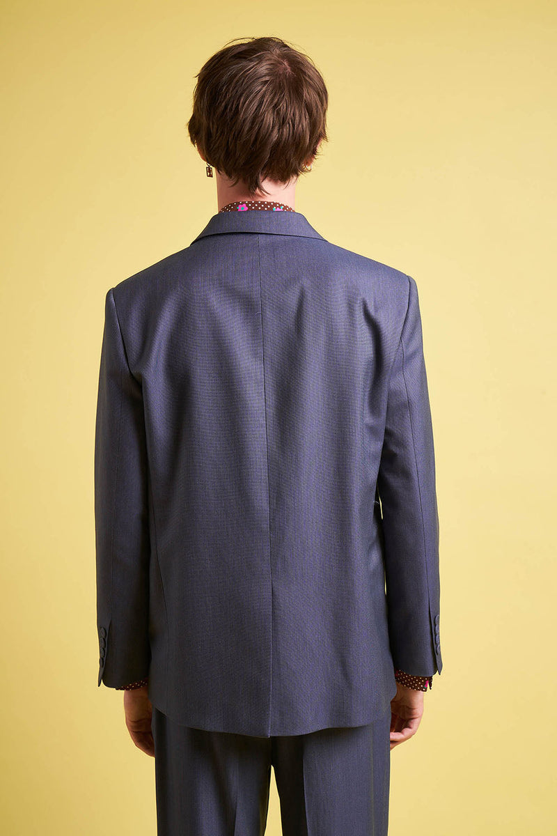 Single-breasted boxy jacket - Blue