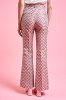 Straight flared pants in floral jacquard all over back - Pink
