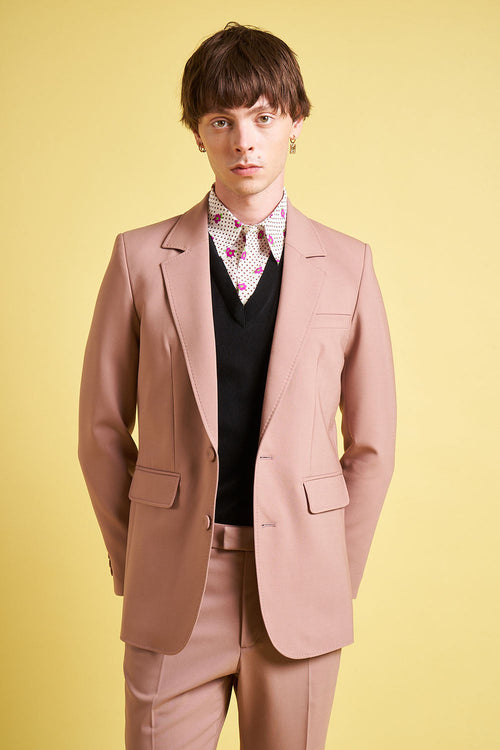 Single-breasted straight-cut suit jacket - Pink