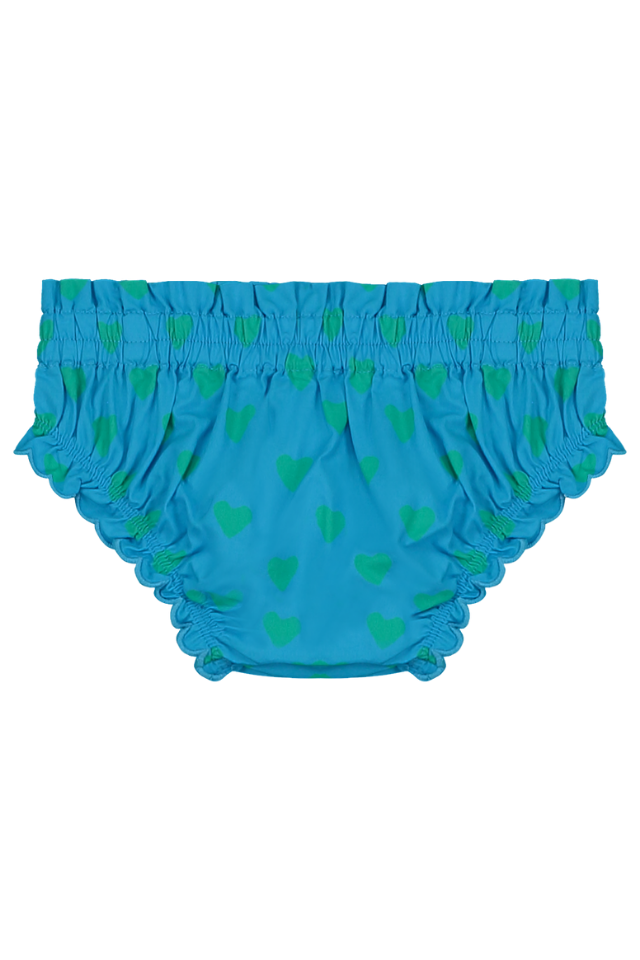 Bloomer BETTY couche culotte élastique pour bébé mixte unisexe en coton 100% bio certifié GOTS style vintage couleur bleu motif cœurs verts