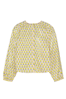 Blouse SASHA chemise à manches longues col rond pour enfant mixte unisexe en coton 100% bio certifié GOTS style vintage imprimé petites fleurs jaunes