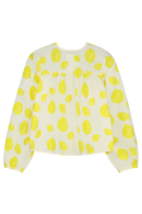 Blouse SASHA chemise à manches longues col rond pour enfant mixte unisexe en coton 100% bio certifié GOTS style vintage imprimé citrons, vue verso