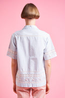 Embroidered Shirt With Lace Insert