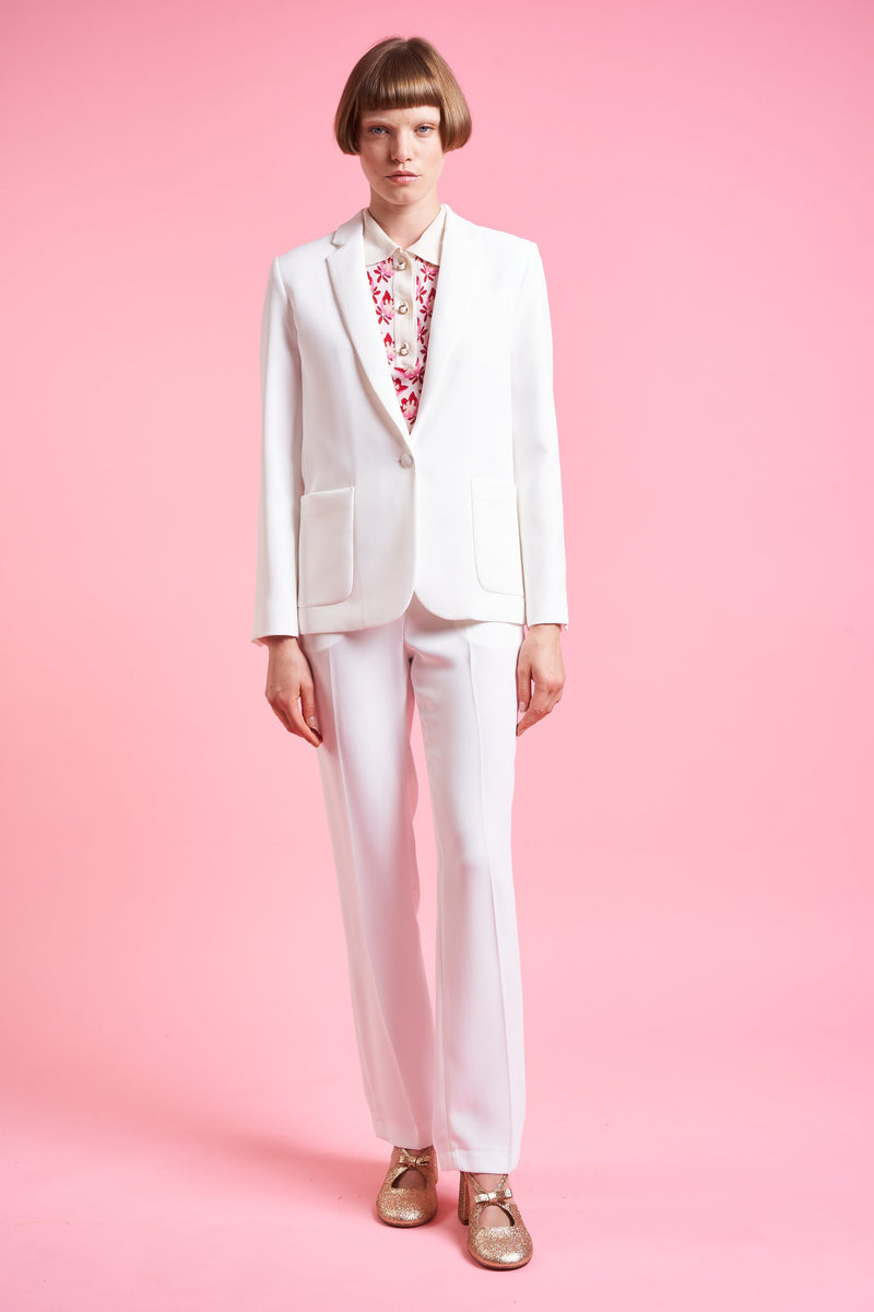 Full-length fitted suit jacket - Blanc
