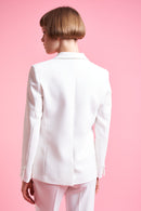 Fitted suit jacket - back Blanc