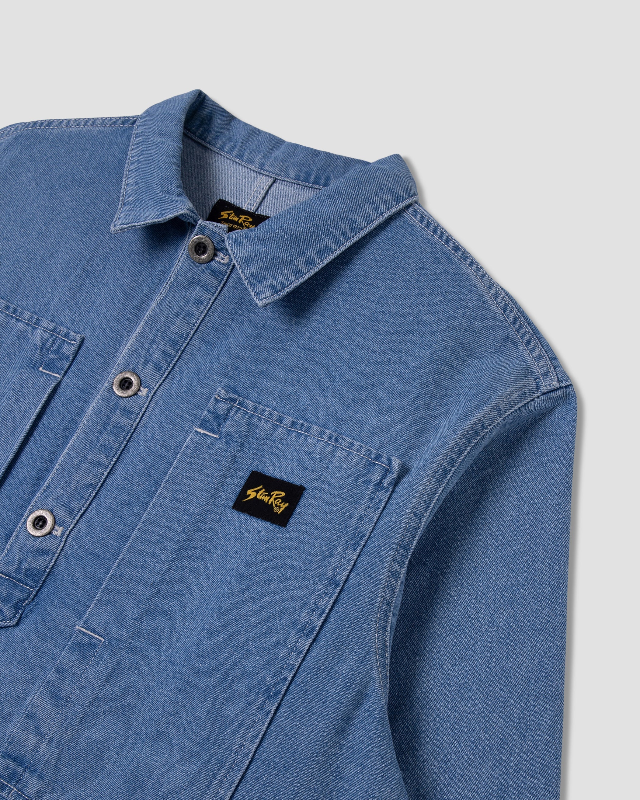 Painters Pop Over Shirt - Mid Stone Denim