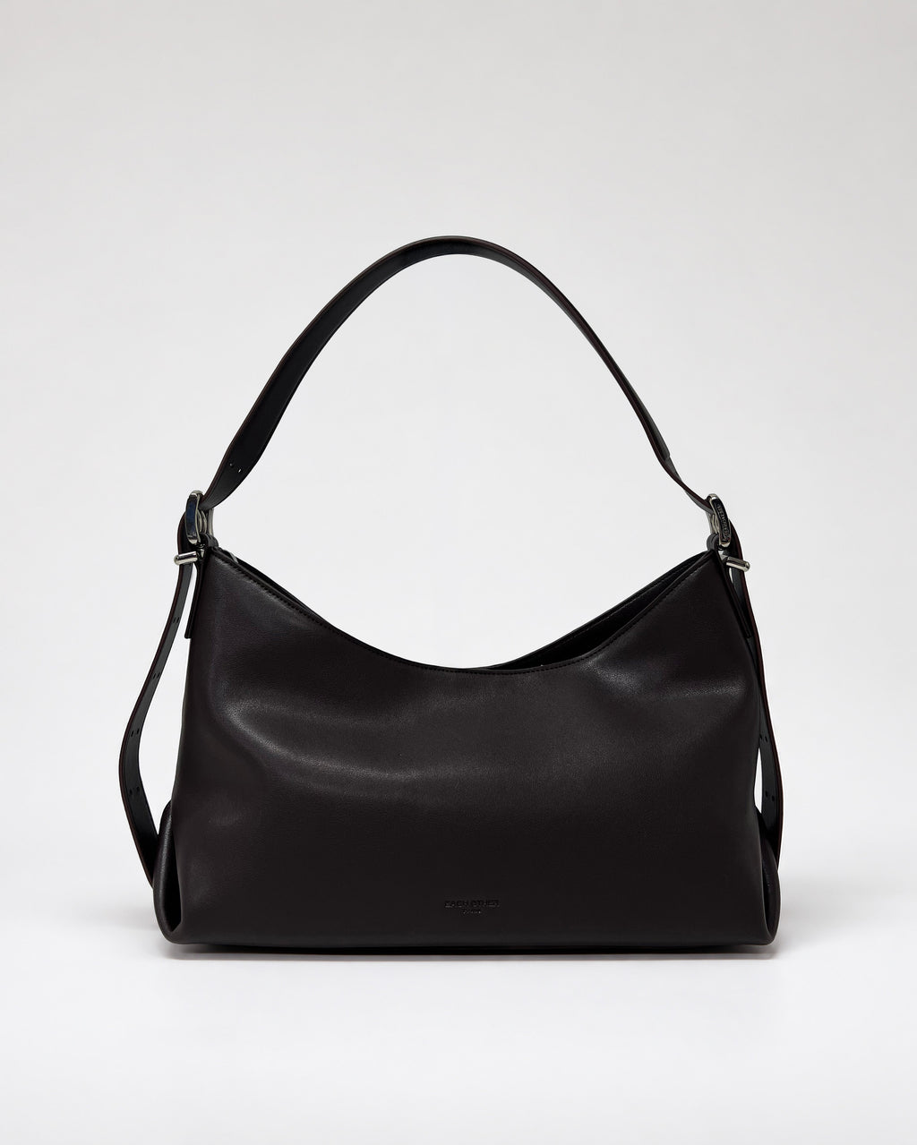 Bolso Hobo De Piel Con Hebilla Y Bandolera Ajustable - Marrón Oscuro