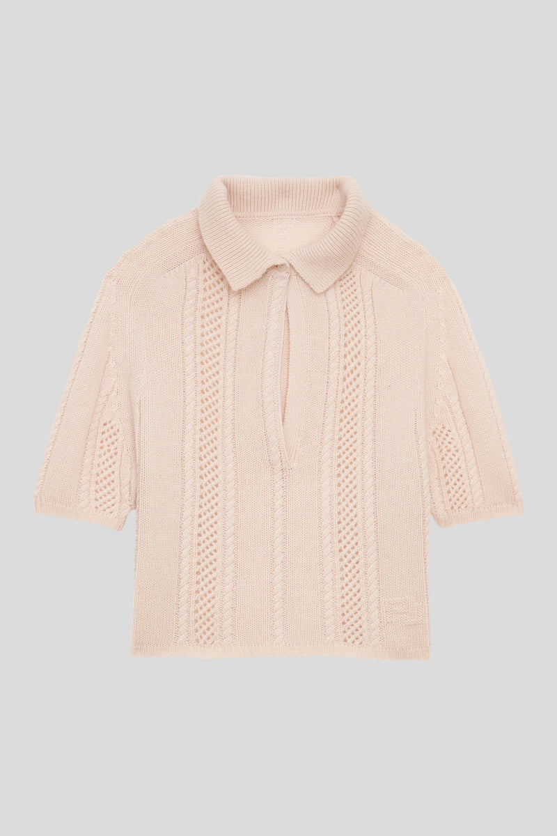 Polo shirt in packshot wool and cashmere - Pale Pink