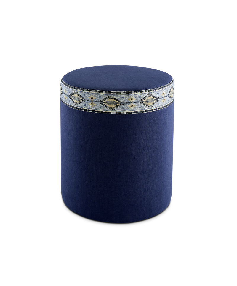 Taburete con asiento Star - Lino azul medianoche - Summer Dream