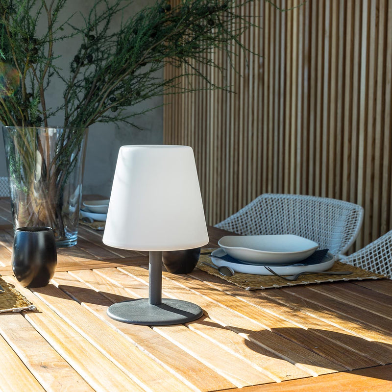 Set de 2 Lámparas de mesa inalámbricas base acero gris LED blanco cálido/blanco regulable STANDY MINI Rock H25cm - REDDECO.com