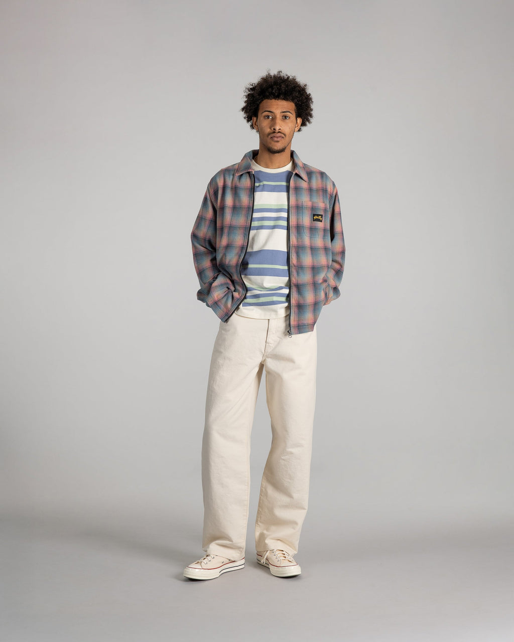 Zip Shirt - Pink/Teal Plaid