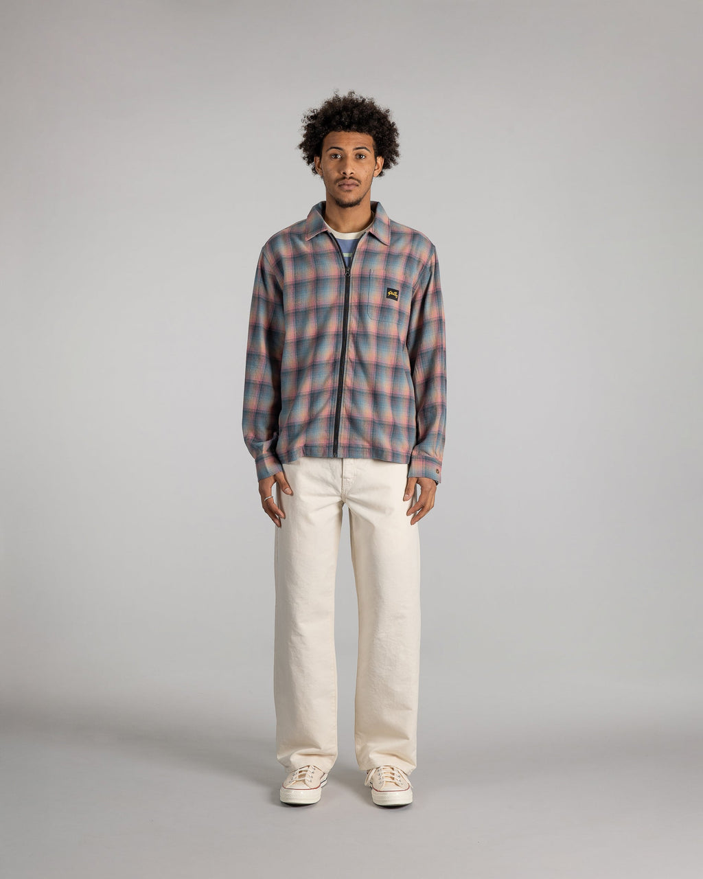 Zip Shirt - Pink/Teal Plaid