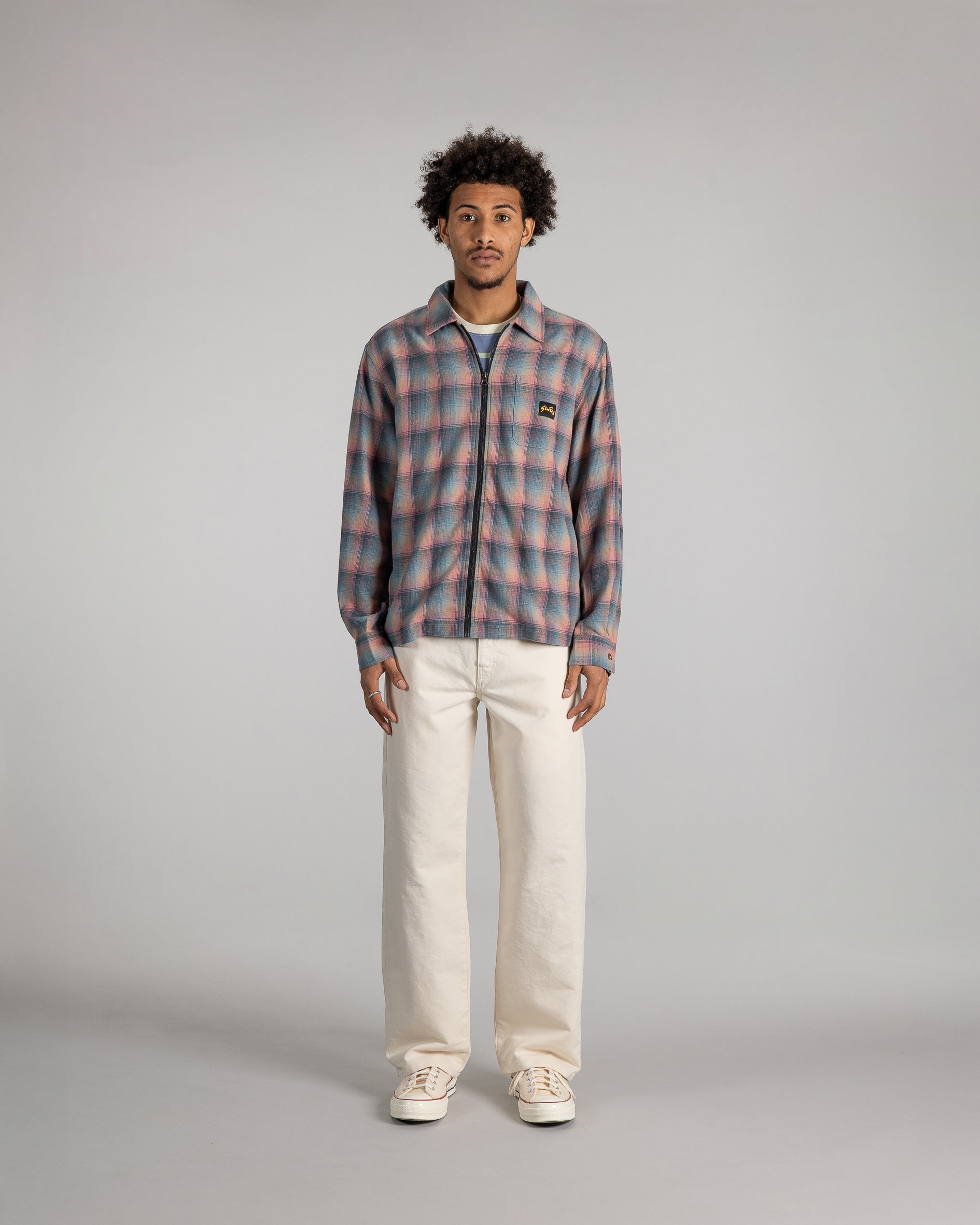 Zip Shirt - Pink/Teal Plaid