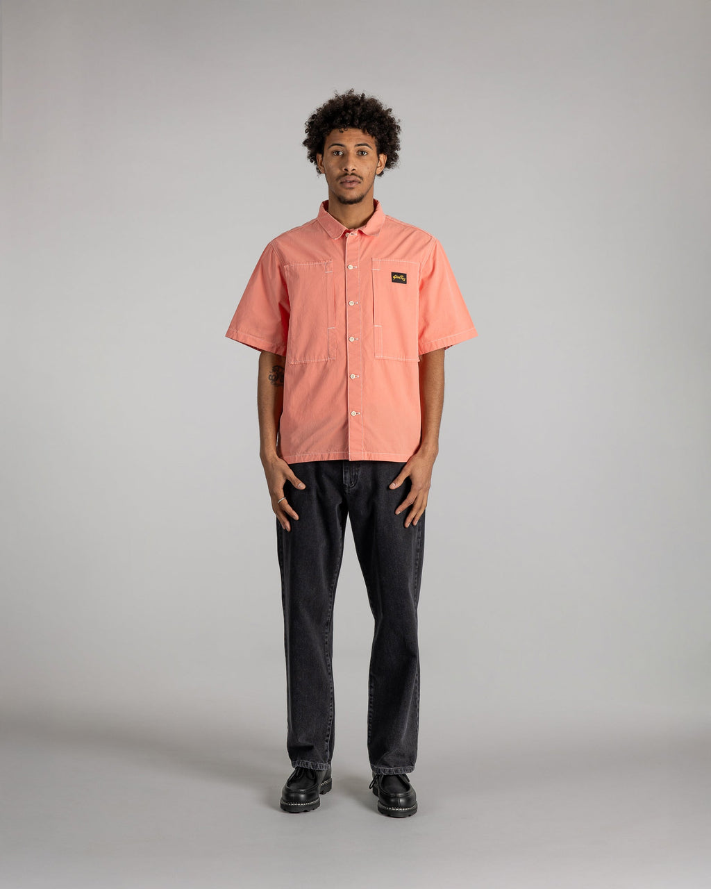 Short Sleeve Painter Shirt - Washed Red