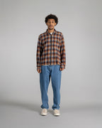 Zip Shirt - Brown/Blue Plaid