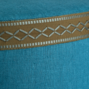 Taburete con asiento Star - Lino azul pavo real - Mayfair Piping