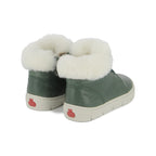 Pom d'Api – Pom D'Api - Start Top Fur - Vert Forêt, chaussures montantes pour enfant en cuir vert avec intérieur en fourrure blanche