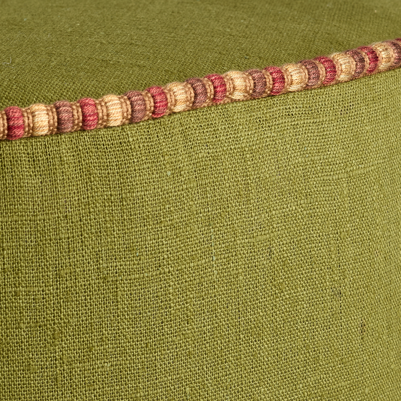 Star Seat Stool - Avocado Linen - Notting Hill Piping