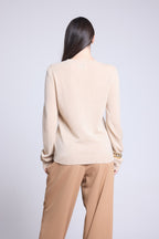 Pull Col Rond Fleurs Brodees Stefania - Beige Creme - Femme