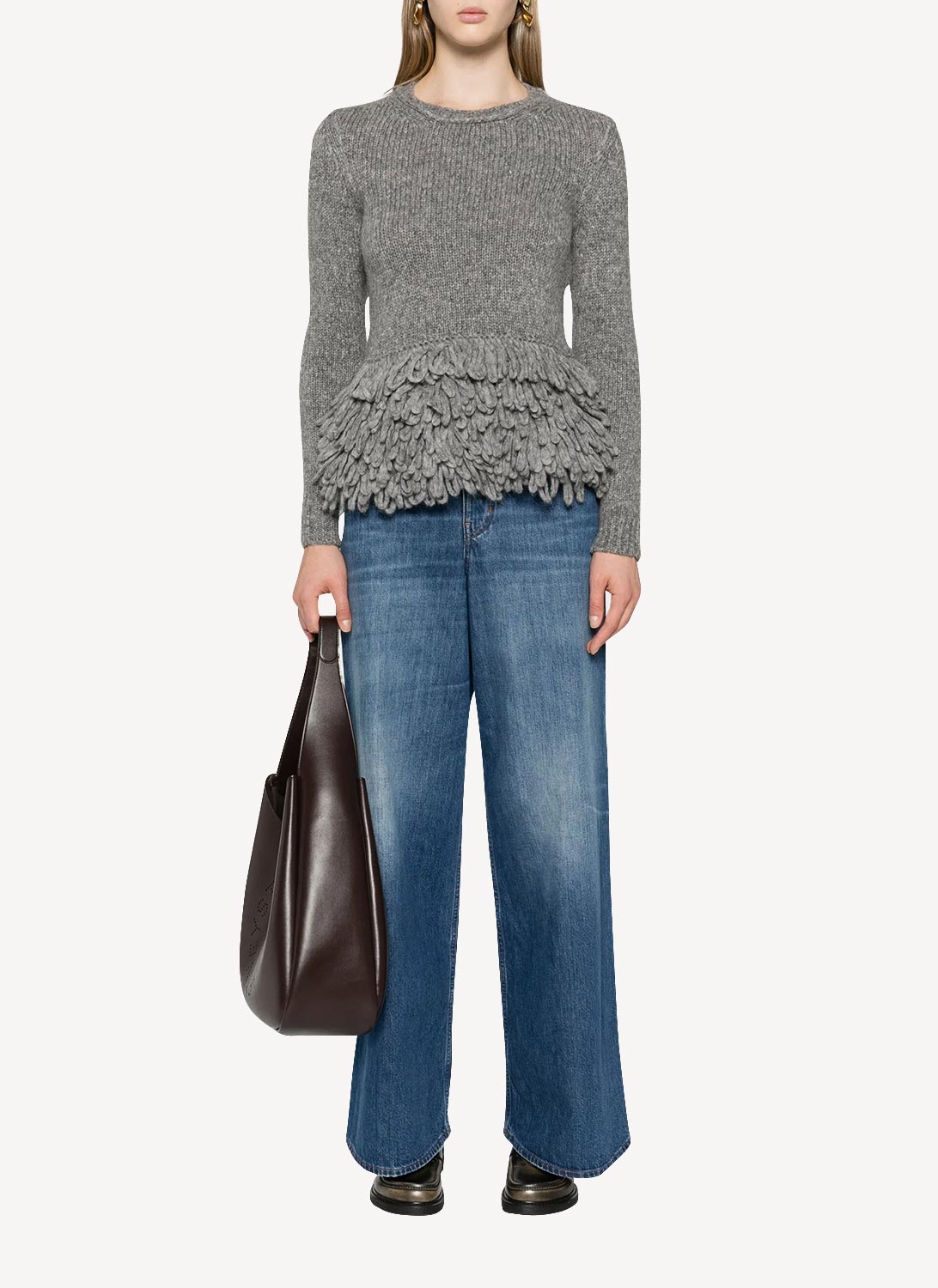 Crew Neck Jumper - Grey - Mujer