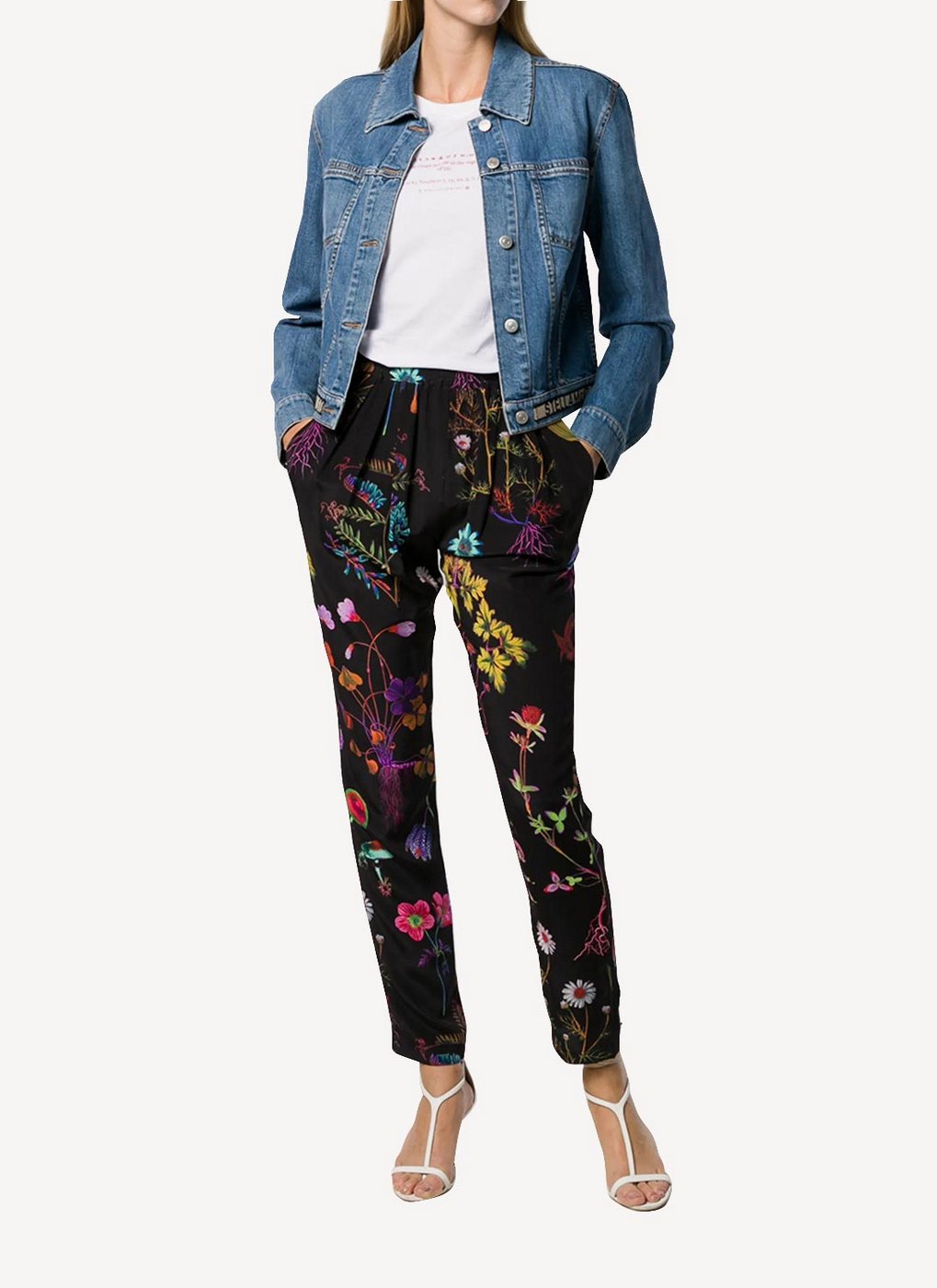Crop Jacket Organic Medium Stone Denim With Logo Belt - Medium Blue - Women