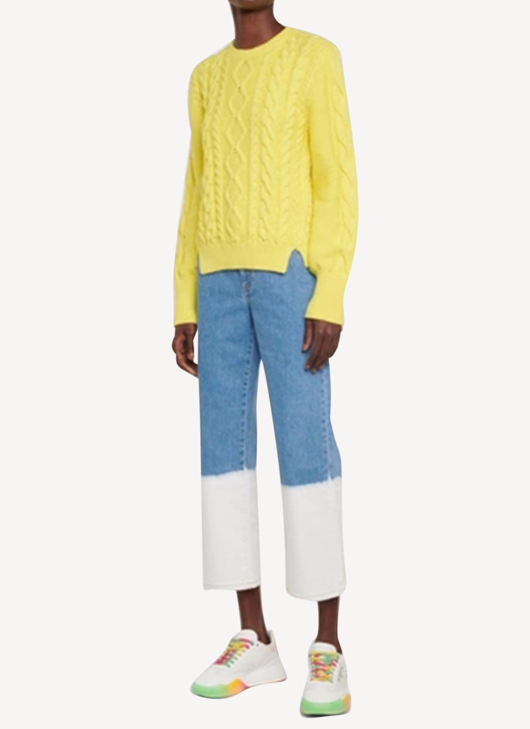 Sweat Aran Stitch Cropped - Lemon - Femme