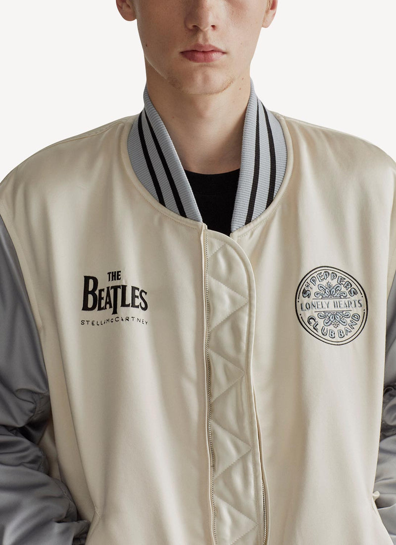 Chaqueta bordada con hilos de abrigo - Crema - Hombre
