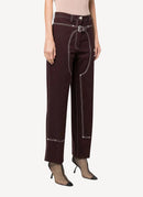 Pantalón cropped Workwear - Berenjena - Mujer