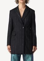 One Button Boyfriend Blazer - Black - Women