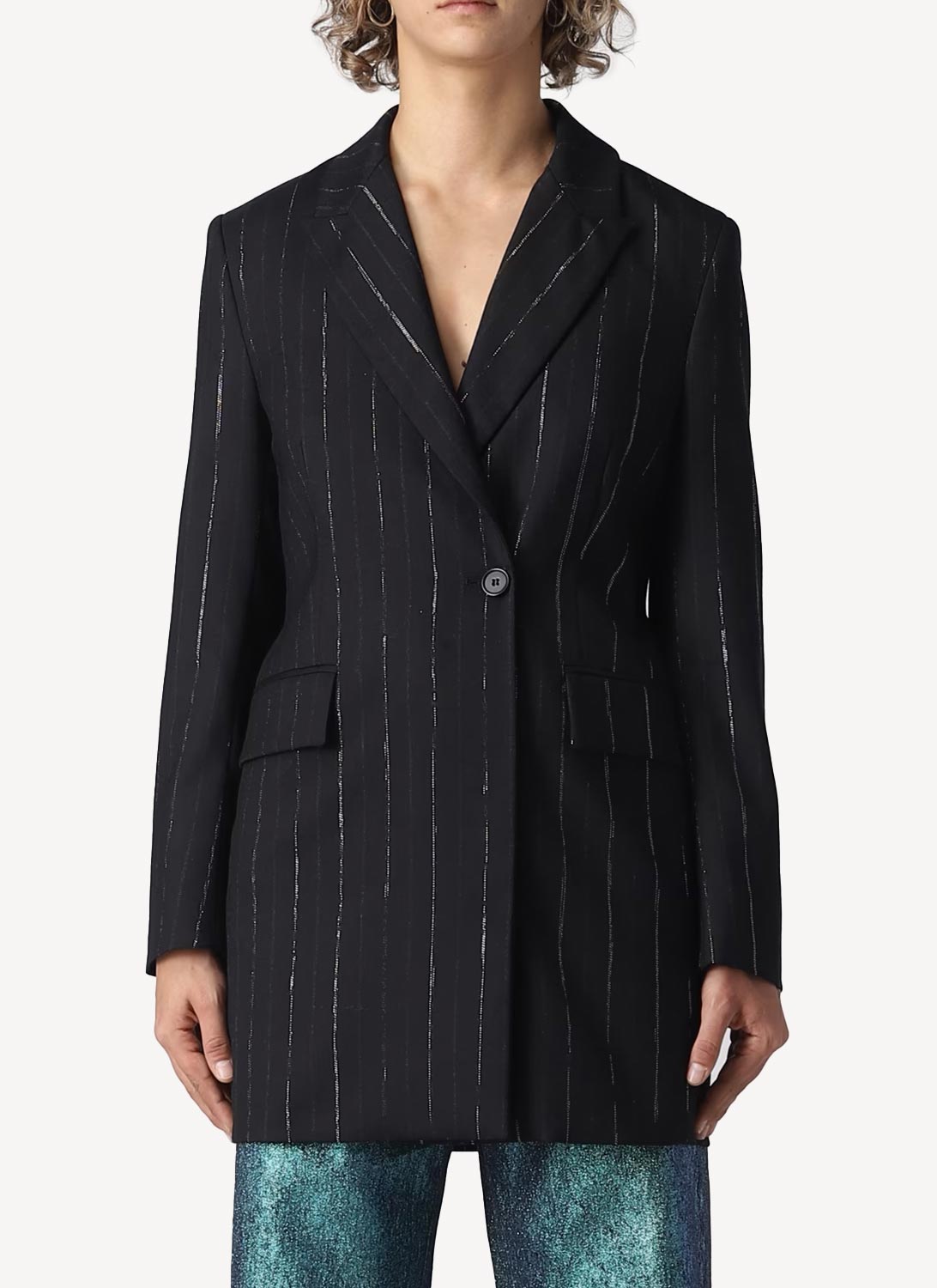 One Button Boyfriend Blazer - Black - Women