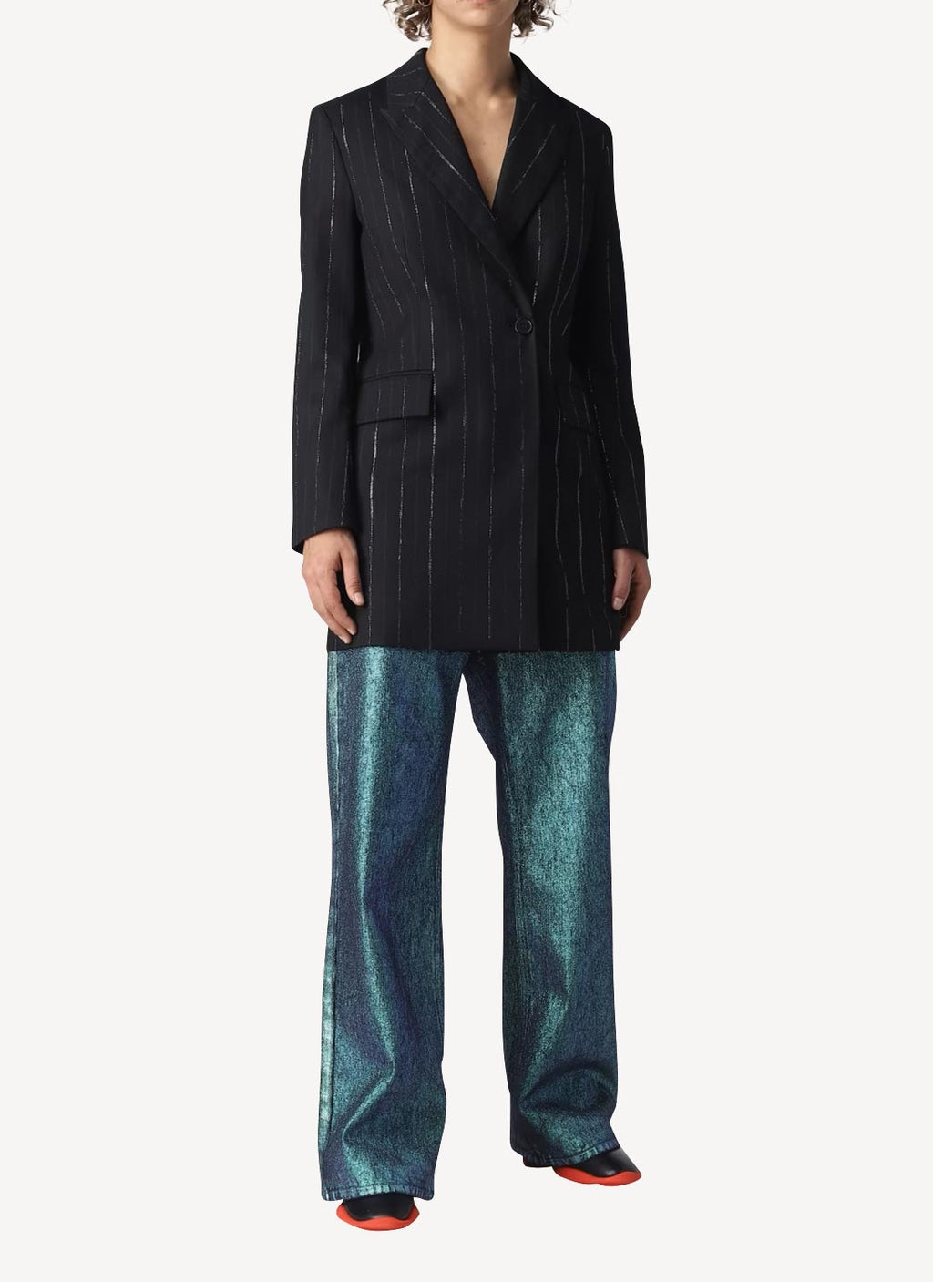 One Button Boyfriend Blazer - Black - Women
