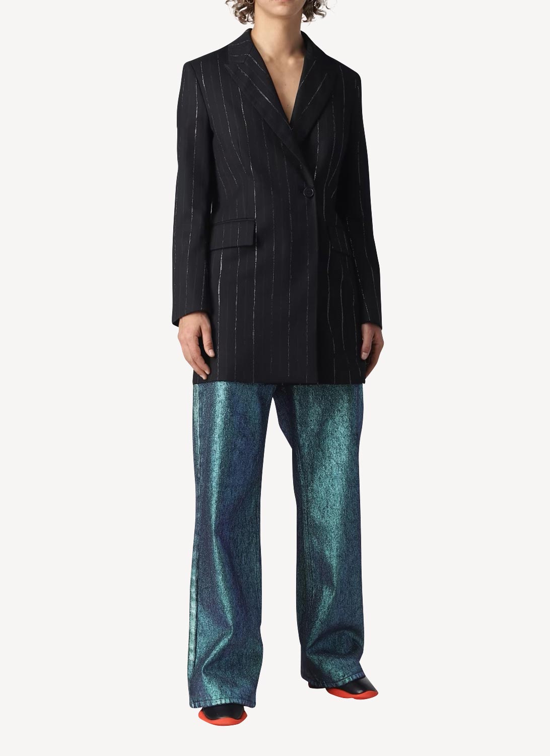 One Button Boyfriend Blazer - Black - Women
