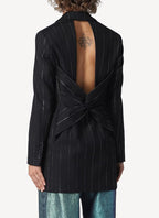 One Button Boyfriend Blazer - Black - Women