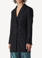 One Button Boyfriend Blazer - Black - Women