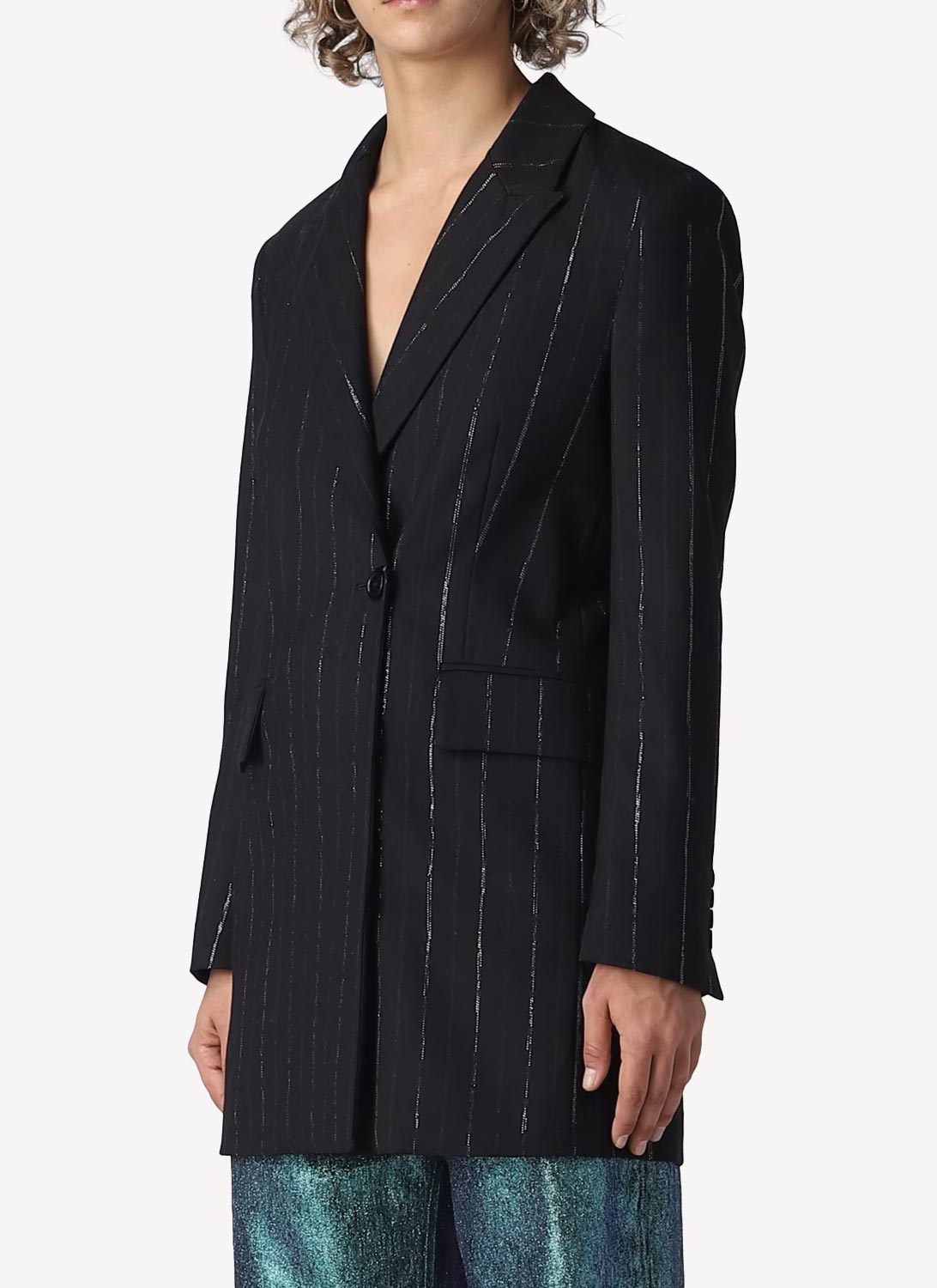 One Button Boyfriend Blazer - Black - Women