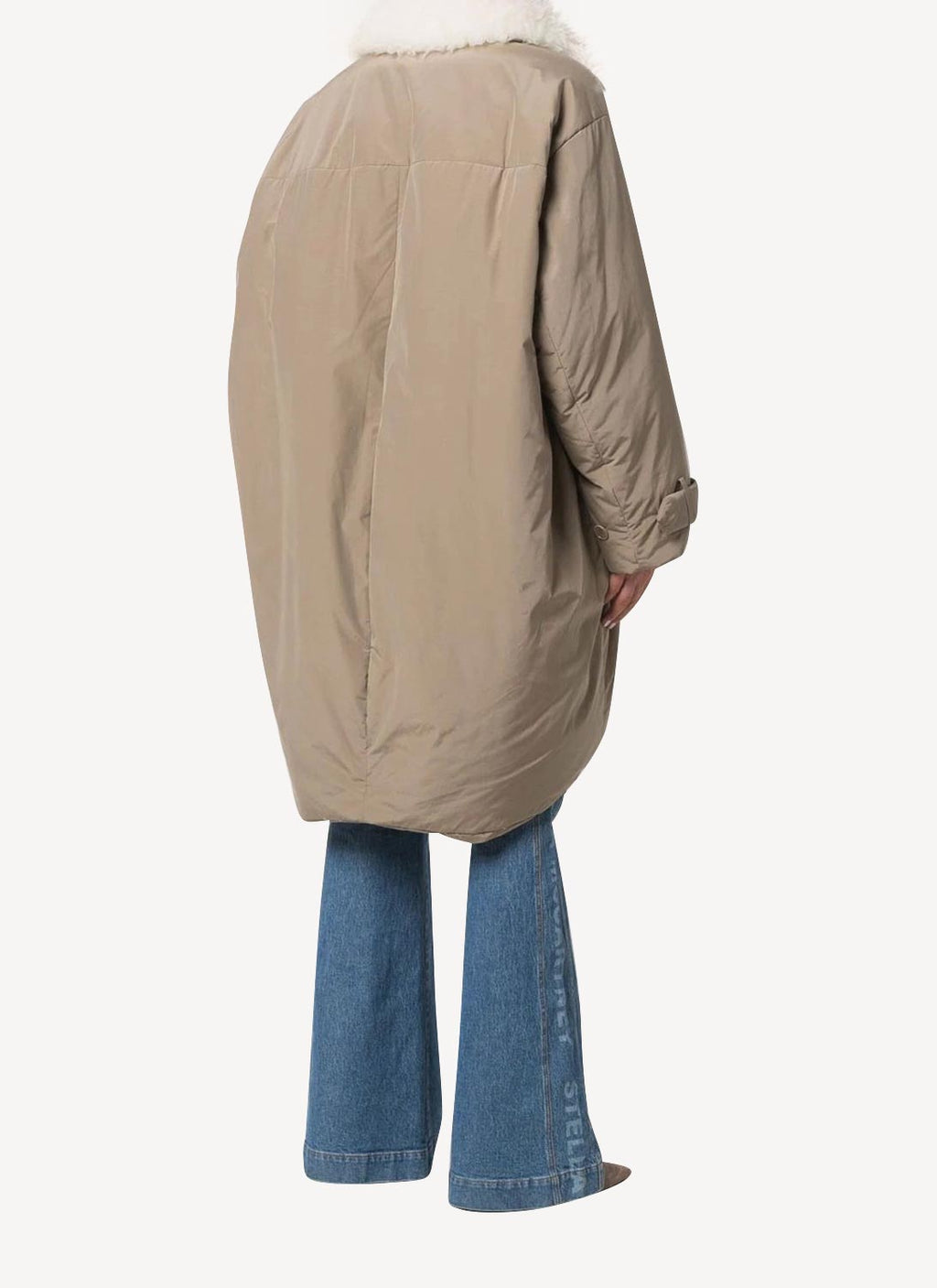 Stella Mc Cartney - Manteau à col en fourrure artificielle - Taupe - Femme