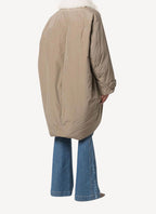 Stella Mc Cartney - Manteau à col en fourrure artificielle - Taupe - Femme