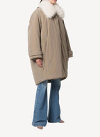 Stella Mc Cartney - Manteau à col en fourrure artificielle - Taupe - Femme