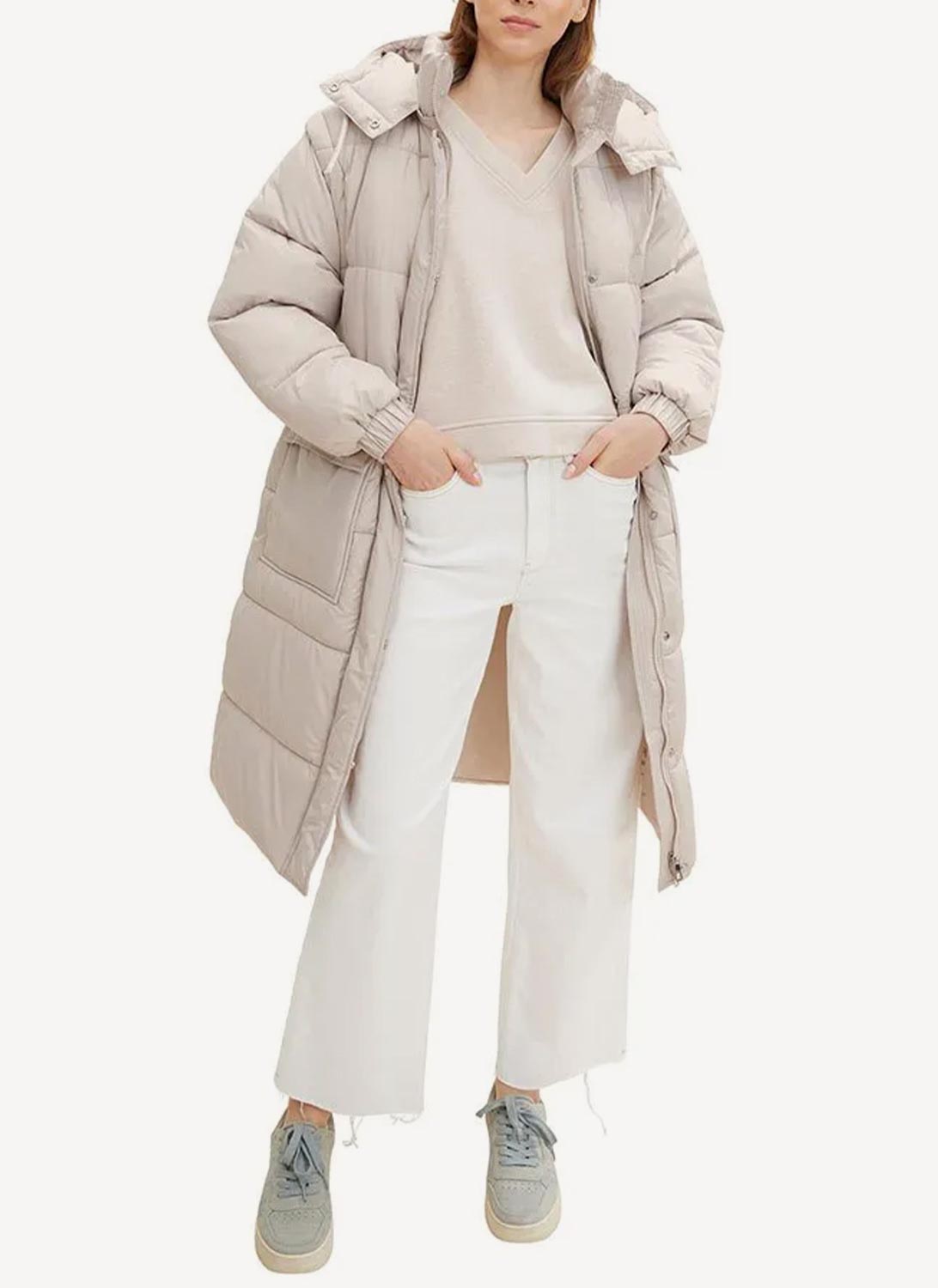 Trench Textured Technical Oute - Pearl Grey - Women