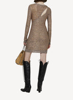 Stella Mc Cartney - Vestido Ready-To-W Sequin Drip Mini - Gris/Dorado - Mujer