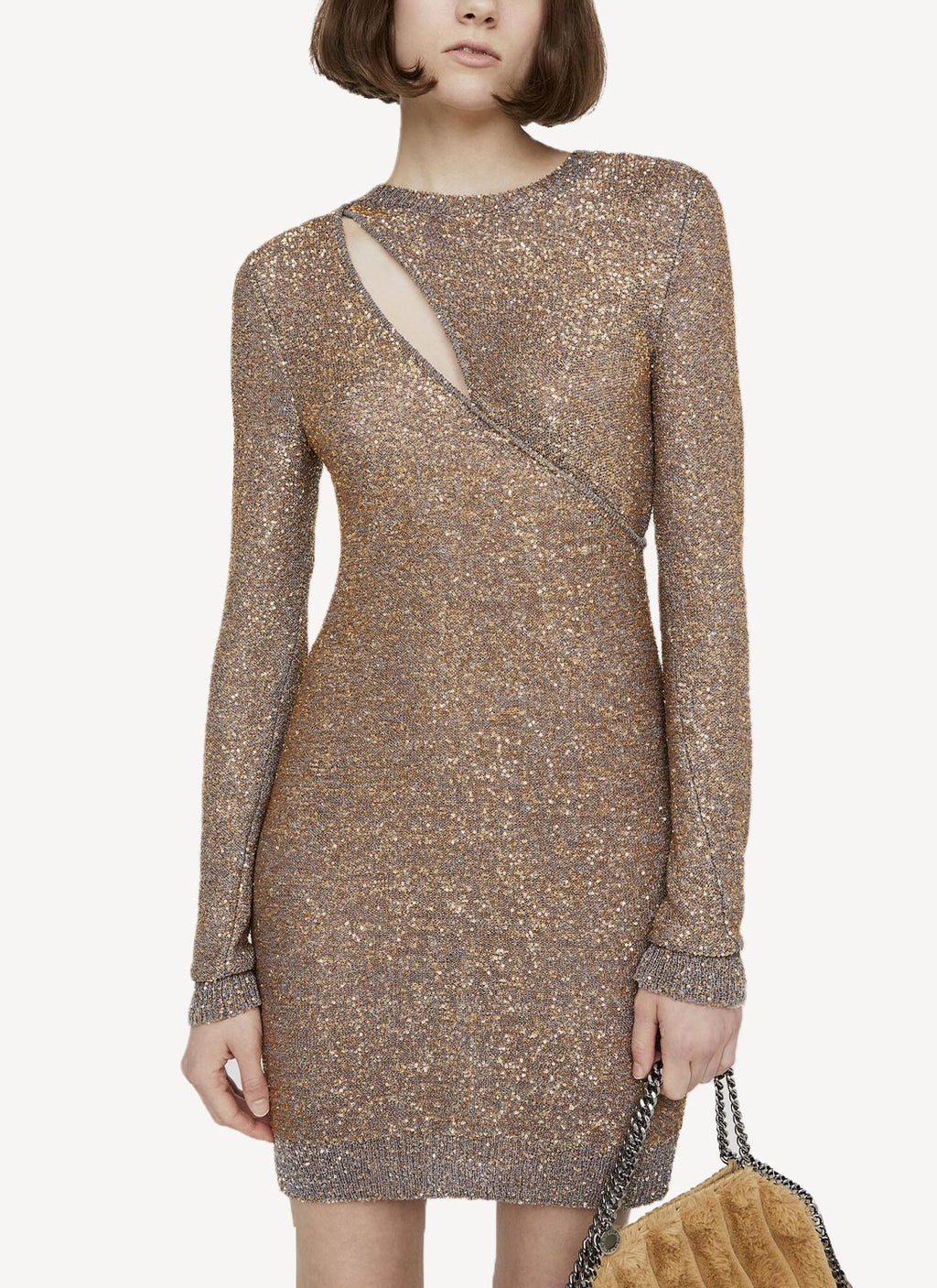 Stella Mc Cartney - Vestido Ready-To-W Sequin Drip Mini - Gris/Dorado - Mujer