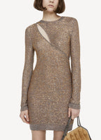 Stella Mc Cartney - Vestido Ready-To-W Sequin Drip Mini - Gris/Dorado - Mujer