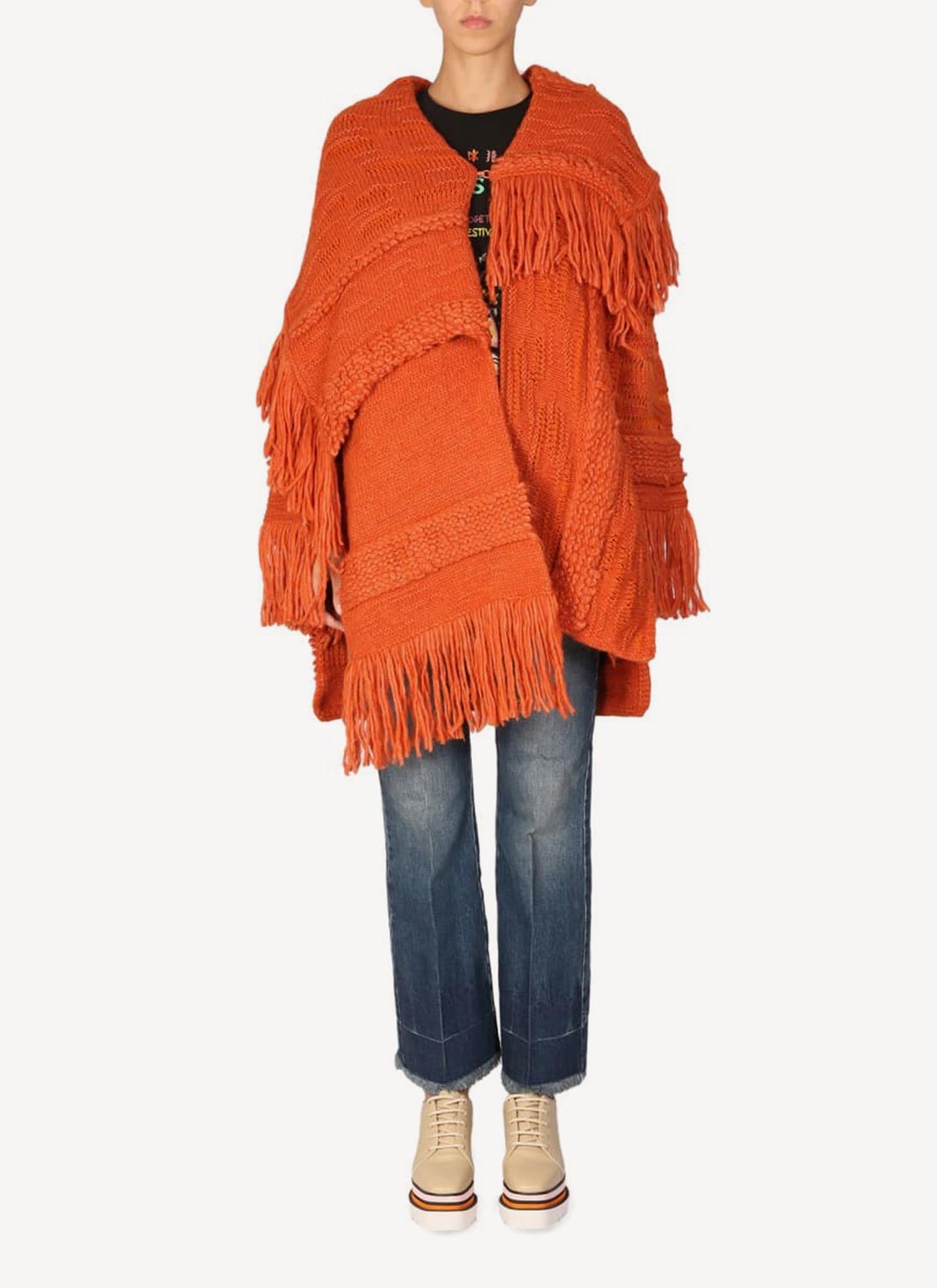 Manteau Airy Alpaca Texture Knit - Tangerine - Femme