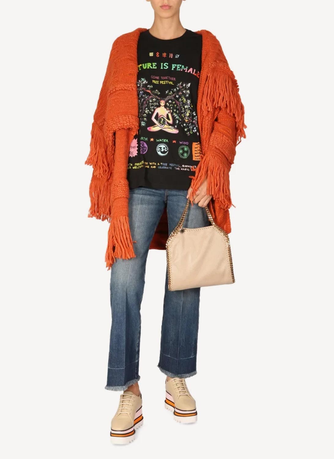 Manteau Airy Alpaca Texture Knit - Tangerine - Femme