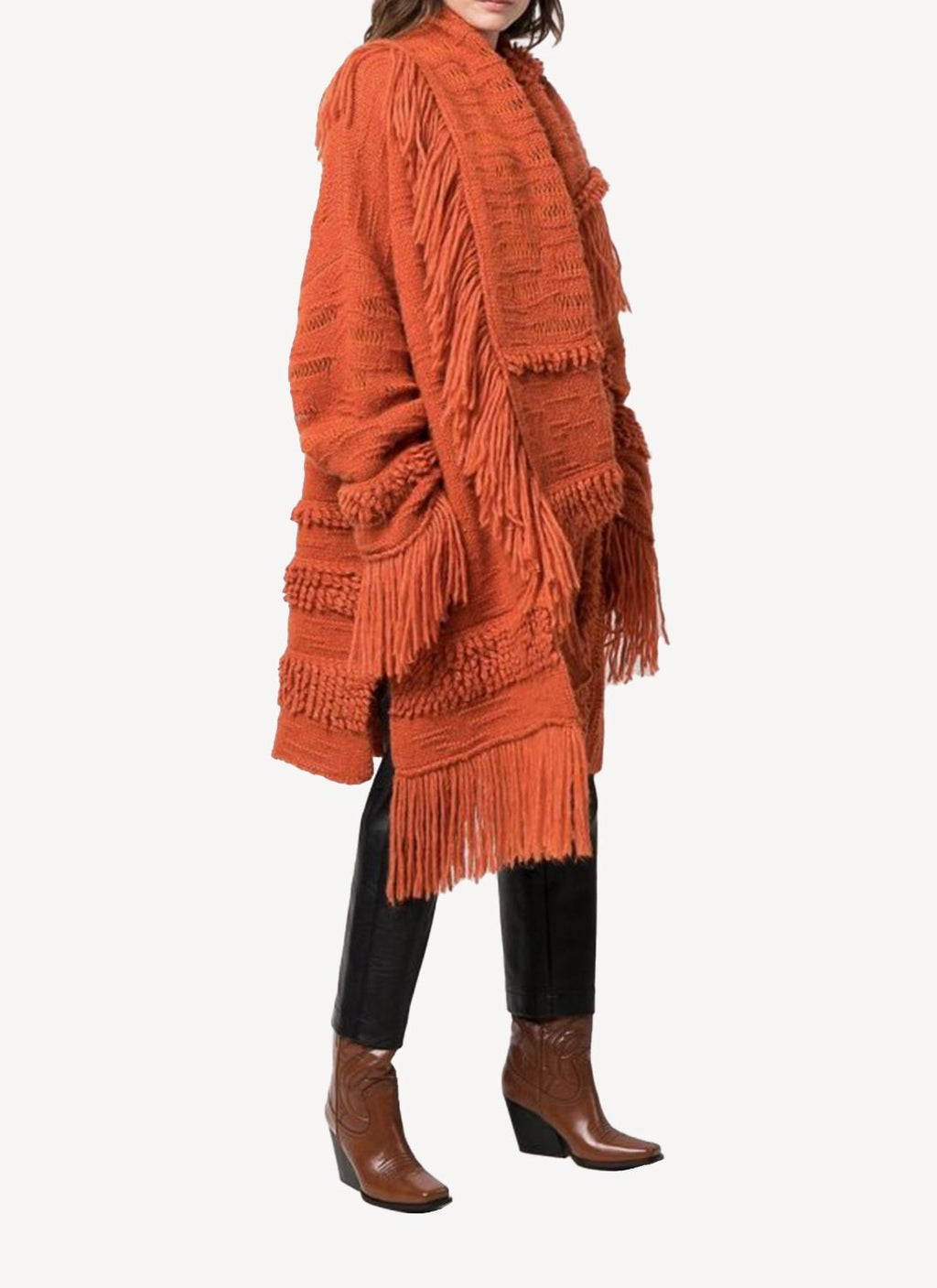 Manteau Airy Alpaca Texture Knit - Tangerine - Femme