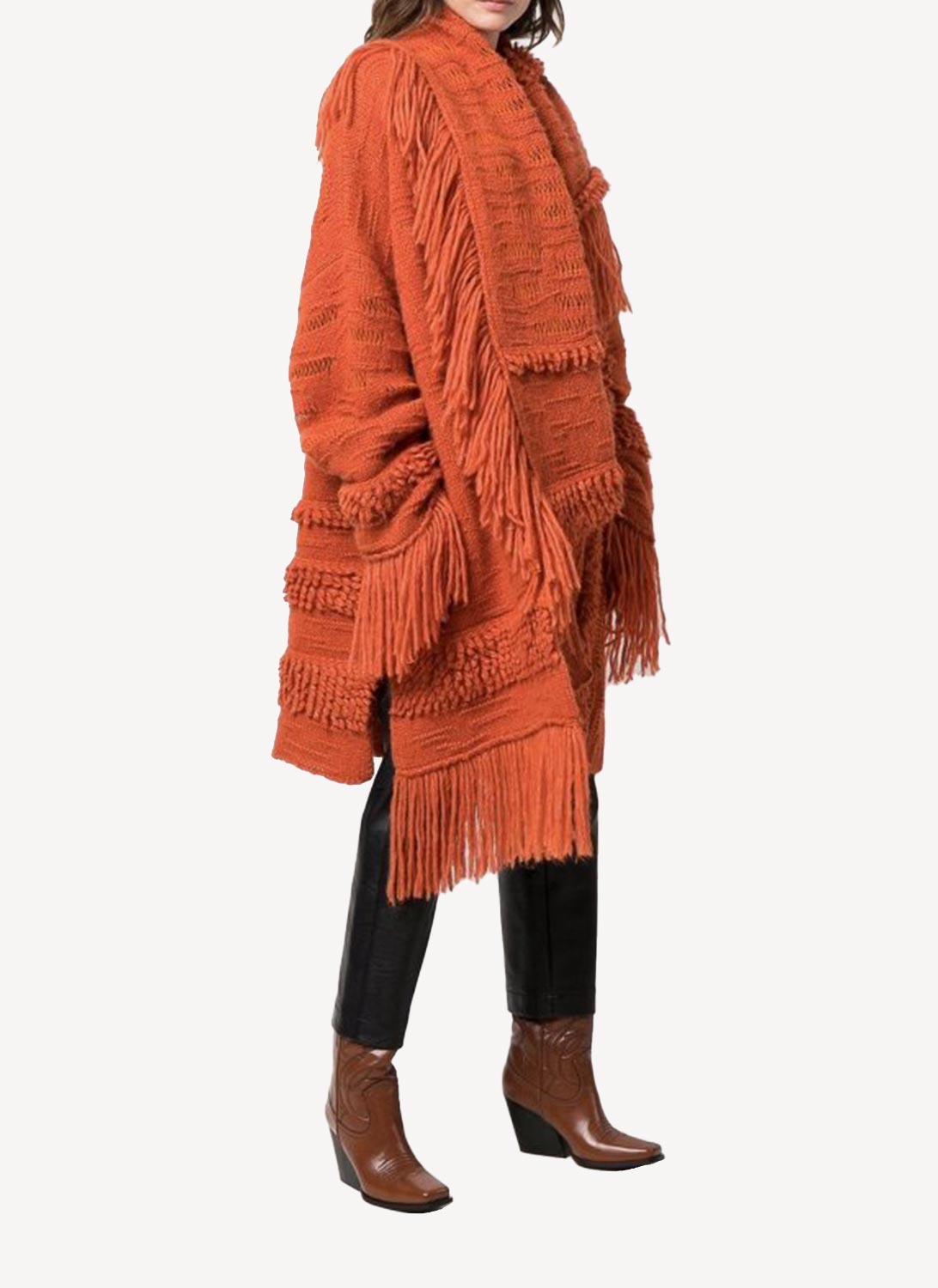 Manteau Airy Alpaca Texture Knit - Tangerine - Femme