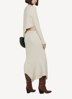 Elevated Cotton Rib Knit Skirt - Cream - Women